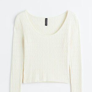 H&M Knit Cream Long Sleeve Top - Size Small